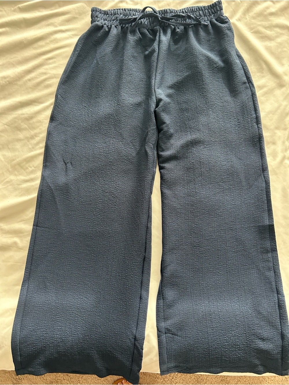 SHEIN Navy Wide-Leg Drawstring Pants - Large